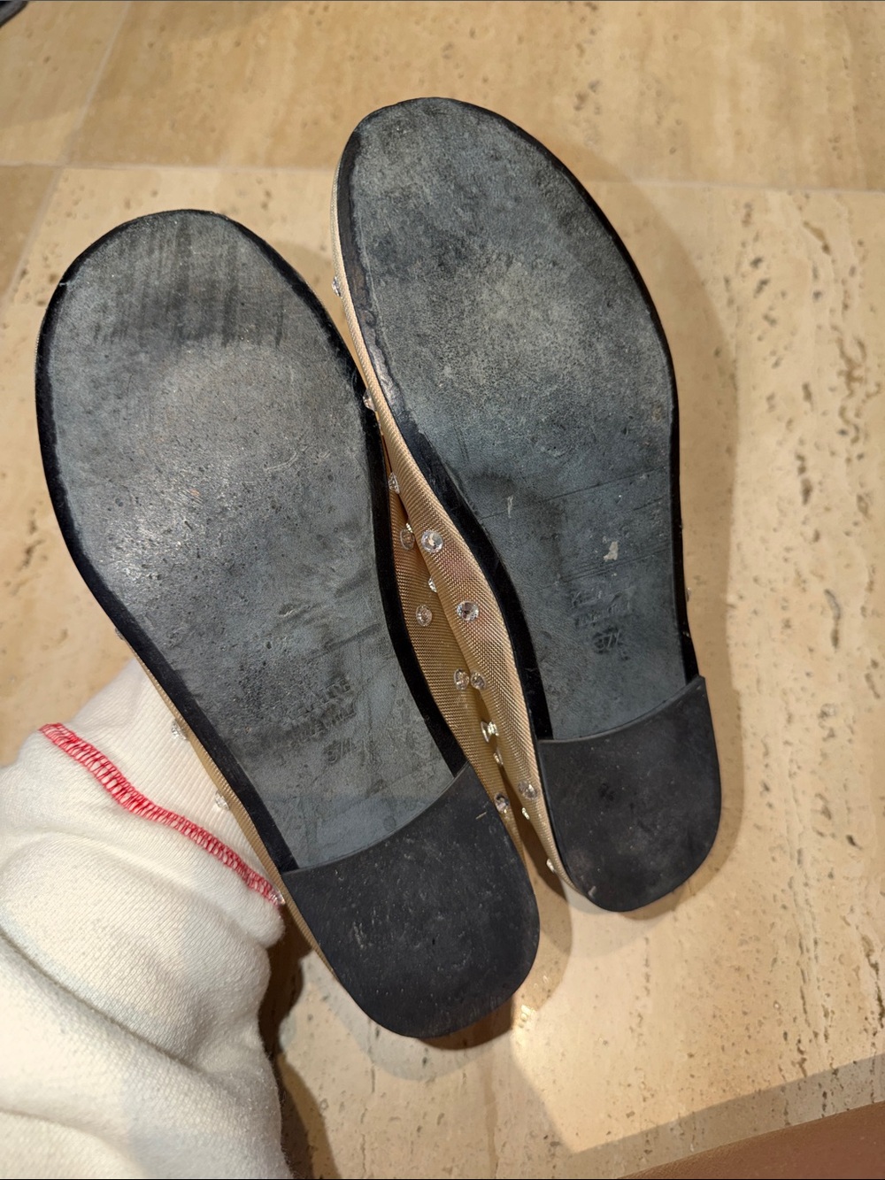 Embellished Nude Mesh Ballet Flats - Picture 5 of 5